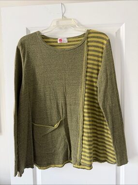Olive & Chartreuse Striped Women's Tunic